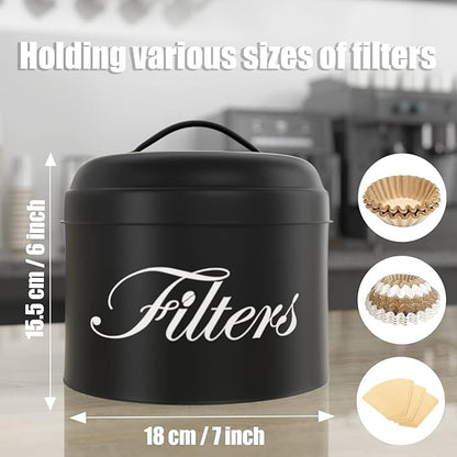Coffee Filter Holder with Lid, Basket Storage Container for Counter, Black Small Bar Accessories for Coffee Bar Station(Black) - Image 2