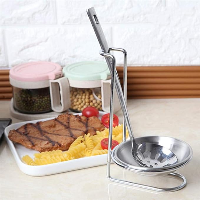304 Stainless Steel Single Ladle Holder Vertical Spoon Rest Cooking Utensils Stand with 4.3 inch bowl
