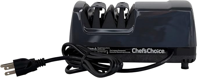 Chef'sChoice Professional Electric Knife Sharpeners Sharp-N-Hone With 100-Percent Diamond Abrasives And Precision Angle Guides For 20-Degree Straight-Edge and Serrated Knives, 2-Stage, Gray