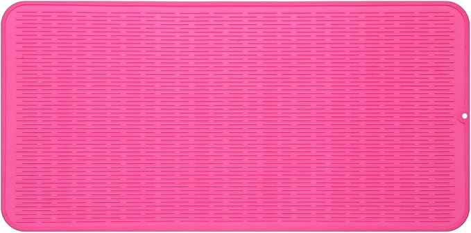 MicoYang Silicone Dish Drying Mat for Multiple Usage,Easy clean,Eco-friendly,Heat-resistant Silicone Mat for Kitchen Counter or Sink,Refrigerator or Drawer Liner Rose 5XL 36inches x 18inches by MicoYang