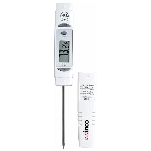 Winco Digital Thermometer, 1-1/4" LCD, 3-1/8" Probe, White