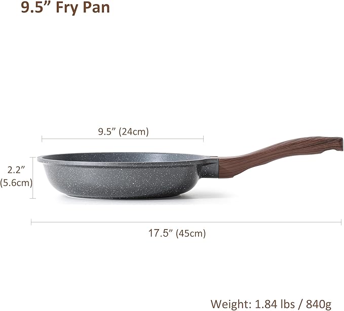 SENSARTE Nonstick Frying Pan Skillet, Swiss Granite Coating Omelette Pan, Healthy Stone Cookware Chef's Pan, PFOA Free (9.5 Inch) - Image 5