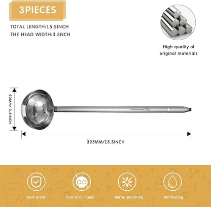 meekoo Stainless Steel Ladle Soup Handle Ladle with Pouring Rim for Kitchen Cooking Soup Sauce - Image 2