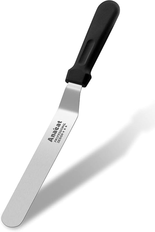 Anaeat Icing Spatula, Professional Cake Angled Offset Spatula with 8" Stainless Steel Blade - Thickened Frosting Knife with Durable Plastic Handle for Cake Decorating, Pastry & Baking by Anaeat