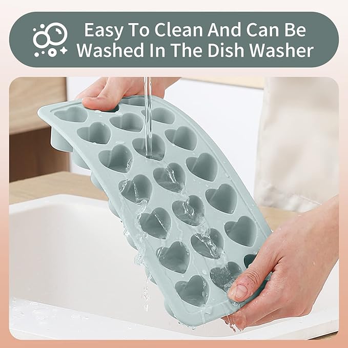 Heart Shape Ice Cube Tray, 21 Holes Silicone Ice Cube Mold with Removable Lid Flexible for Whiskey Cocktail Chocolate (Gray) - Image 5