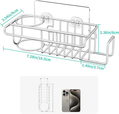 HapiRm 4 in 1 Sink Caddy Sponge Holder, SUS304 Stainless Steel Kitchen Brush Holder and Dish Cloth Hanger, Kitchen Organizers and Storage Essentials - Silver - Image 5