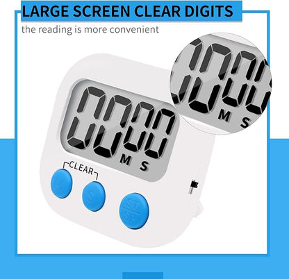 LinkDm 6 Pack Small Digital Kitchen Timer Magnetic Back and ON/Off Switch,Minute Second Count Up Countdown, White - Image 2