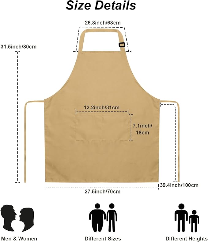 15 Pcs Adult Aprons Bulk with Pockets Adjustable Bib Chef Apron for Women Men Painting Cooking Crafting (S/L) - Image 5