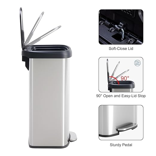 21 Gallon Kitchen Trash Can (80 L), Stainless Steel Garbage Can with Soft-Close Lid & Foot Pedal, Large Step-on Waste Bins Trash for Home Office - Image 5