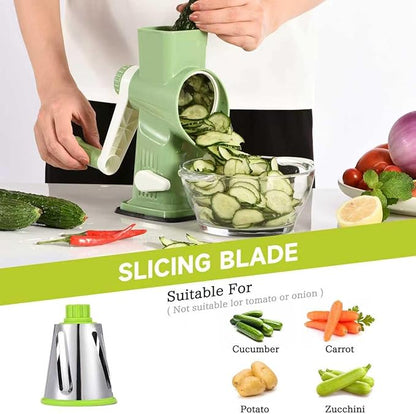 Rotary Cheese Grater Hand Crank Transparent - Shredder Slicer Grinder 3 Stainless Steel Blades, Stable Suction, Labor-Saving Handle, Safe Kitchen Tool for Cheese, Vegetable, Nuts, Chocolate - Image 4
