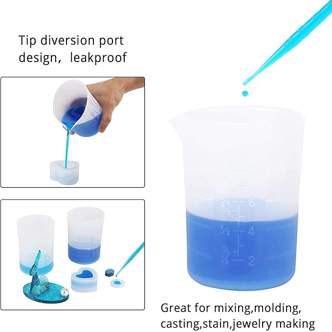 Gartful 250ml Silicone Measuring Cups, 4 PCS Large Nonstick Reusable Silicone Mixing Cups Durable Easy Clean for Epoxy Resin, Casting Molds, Stain Jewelry Making, Waxing, DIY, Art, Craft