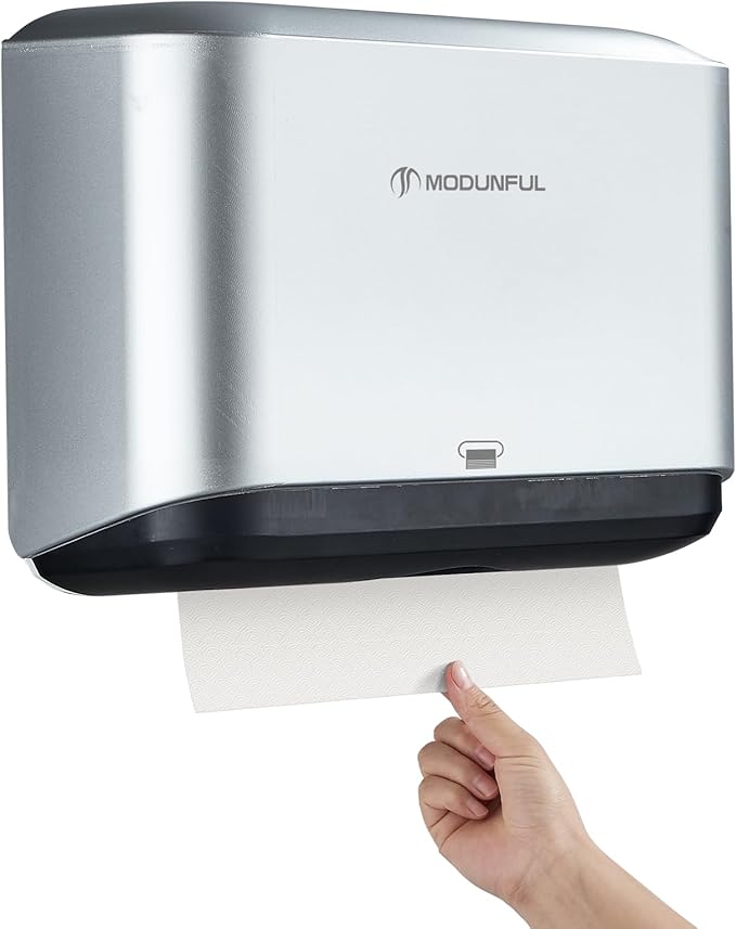 Trifold Hand Towel Dispenser for Bathroom - C Fold Paper Towel Dispenser Wall Mount with No-Hole Adhesive Installation, Compact 200 Sheets Large Capacity for Home, Apartment & RV by modunfulbathroom