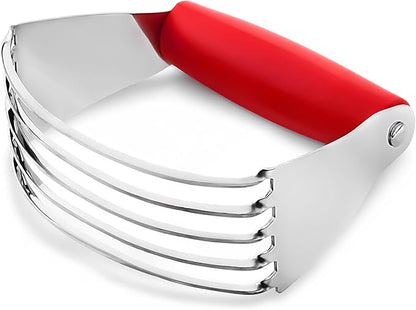 Zulay Kitchen Dough Blender Top Professional - Stainless Steel Pastry Cutter, Heavy Duty Dough Cutter With Blades, Pastry Blender And Butter Cutter - Pastry Cutter For Baking (Red) by ZulayKitchen
