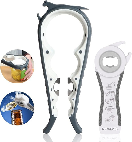 Latest Jar Opener Bottle Opener for Weak Hands, 6 in 1 Multi Function Can Opener Bottle Opener Kit with Silicone Handle Easy to Use for Children, Elderly and Arthritis Sufferers(JAR-White3.0) by Unknown