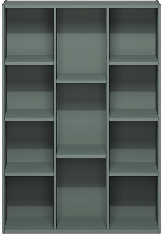 Furinno LUDER Book Shelf, 11-Cube Bookshelf, Reversible Bookcase, 9.4 x 29.1 x 41.7, Easy Assembly, for Living Room, Bedroom, Home Office, Sage Green - Image 7