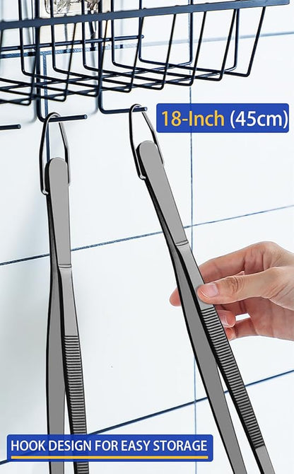 JETKONG 2 Pcs 18 Inch (45cm) Stainless Steel Grill Tongs Heavy Duty Giant Tweezer Tongs, Extra Large Tweezers Tools for Cooking, Grilling, BBQ and Turning Food (Black) - Image 7