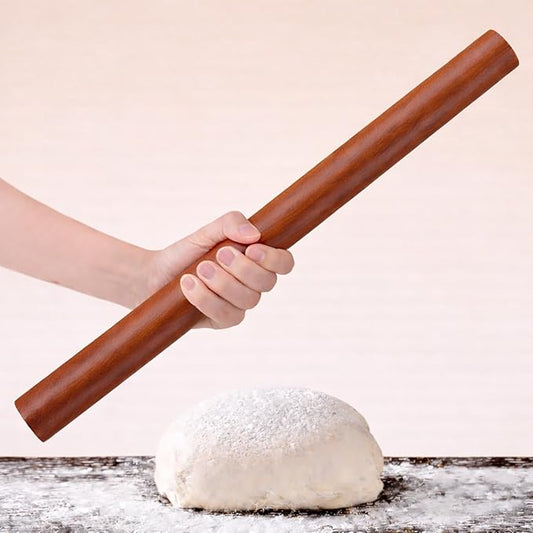 17 Inch French Rolling Pin, Wooden Dough Roller for Baking, Solid Wood Tapered Rolling Pin for Pizza, Pie Crust, Cookies, Pastry, Non-Stick, Easy Control Kitchen Baking Tool, African Rosewood