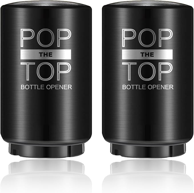 2PCS Automatic Beer Bottle Opener with Magnetic Cap Catcher, Pop-the-Top Stainless Steel One Handed Lid Opening Spring Loaded Push&Pop for Kitchen Bar Home Restaurant Utensils Beer Accessories Gift