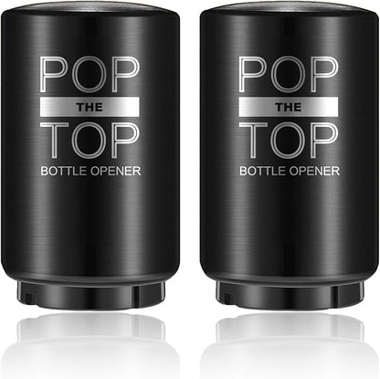2PCS Automatic Beer Bottle Opener with Magnetic Cap Catcher, Pop-the-Top Stainless Steel One Handed Lid Opening Spring Loaded Push&Pop for Kitchen Bar Home Restaurant Utensils Beer Accessories Gift