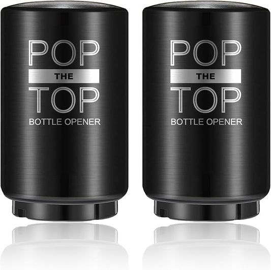 2PCS Automatic Beer Bottle Opener with Magnetic Cap Catcher, Pop-the-Top Stainless Steel One Handed Lid Opening Spring Loaded Push&Pop for Kitchen Bar Home Restaurant Utensils Beer Accessories Gift