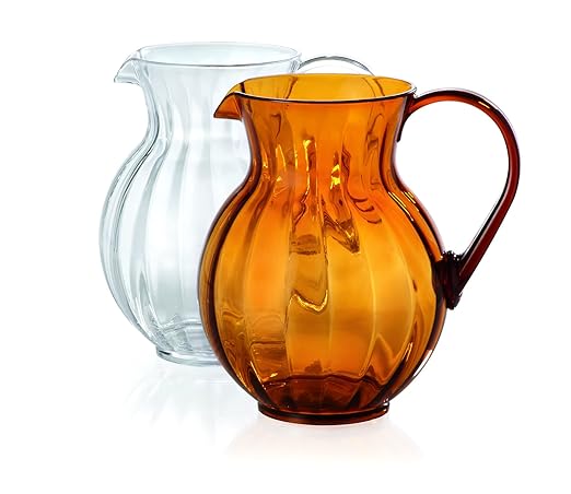 G.E.T. P-4090-PC-A-EC Shatterproof Plastic Lemonade / Margarita Pitcher, 90 Ounce, Amber - Image 3