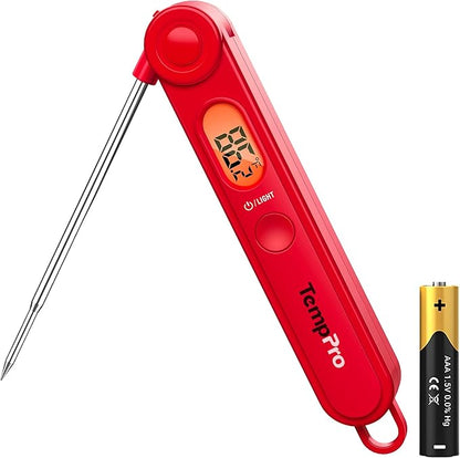 TempPro TP03B Digital Meat Thermometer for Cooking, Instant Read Thermometer with Backlight, Kitchen Food Thermometer for Grill Smoker BBQ Oil Deep Fry Candy Bread Coffee (Previously ThermoPro) by TempPro
