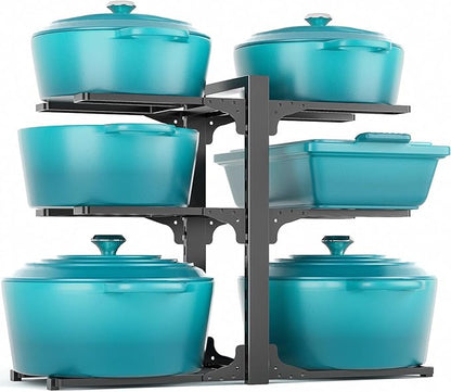 MUDEELA 6-Tier Pots and Pans Organizer under Cabinet, 13.78" Height Heavy Duty Pot and Pan Organizer Kitchen Cabinet Organization and Storage, Adjustable Pot Rack for Frying Pan, Cast Iron Skillet by MUDEELA