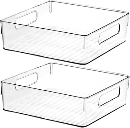 Clear Plastic Storage Bins, Pantry Organizers and Storage or Kitchen Organization and Storage Containers Bins for Organizing, Fridge, Freezer, Bathroom, Pantries, Refrigerator, Cabinet Organizer Bin by ShelfShaper