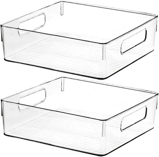 Clear Plastic Storage Bins, Pantry Organizers and Storage or Kitchen Organization and Storage Containers Bins for Organizing, Fridge, Freezer, Bathroom, Pantries, Refrigerator, Cabinet Organizer Bin by ShelfShaper