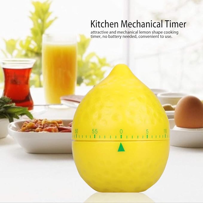 Lemon Mechanical Kitchen Timer, Cute Lemon Timer for Kids, Wind Up 60 Minutes Manual Countdown for Classroom, Home, Study and Cooking, 6.2x6.2x8cm