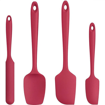 U-Taste Silicone Spatula Set with 600 Degrees Fahrenheit Heat Resistant (Red) by U-Taste