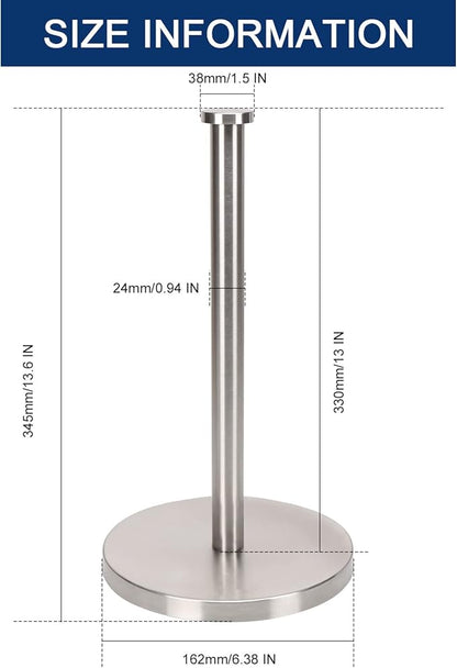 NearMoon Standing Paper Towel Holder, Kitchen Paper Towel Tissue Holder- for Bathroom Countertop, Standard or Jumbo-Sized Roll Paper (with Stainless Steel Base, Brushed Nickel) - Image 2