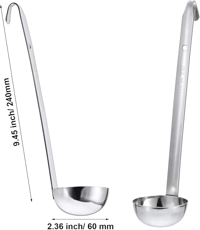 meekoo Stainless Steel Ladle Soup Handle Ladle with Pouring Rim for Kitchen Cooking Soup Sauce - Image 4