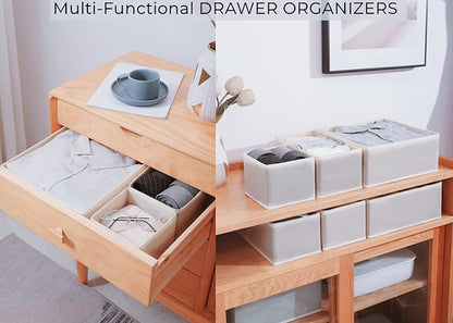 Fordonral 12 Pack Drawer Organizer Clothes, Foldable Fabric Dresser Organizer Closet Organizers and Storage Box for Underwear,Folded Clothes,Baby Clothing,Socks,Bra,Towels,Ties(12 Pack,Gray) - Image 2