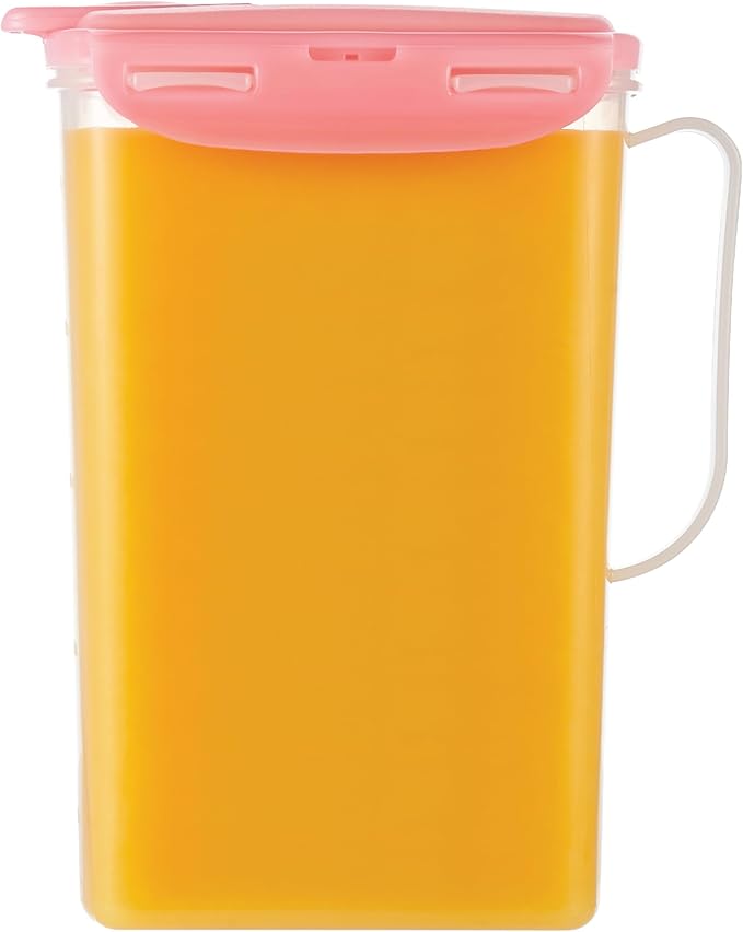 LocknLock Aqua Fridge Door Water Jug | Clear Pitcher | BPA Free Plastic Pitcher with Lid | 2 Quart Pitcher with Lid for Water, Juice, Tea & More Beverages, Pink by LocknLock