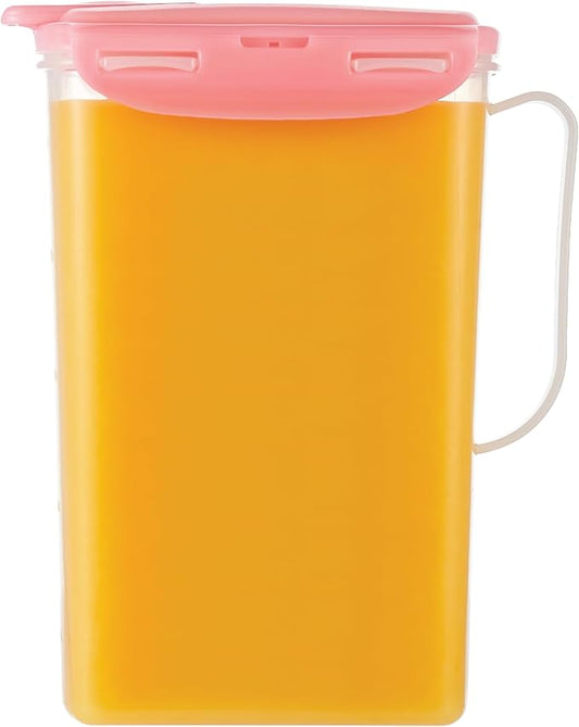 LocknLock Aqua Fridge Door Water Jug | Clear Pitcher | BPA Free Plastic Pitcher with Lid | 2 Quart Pitcher with Lid for Water, Juice, Tea & More Beverages, Pink by LocknLock