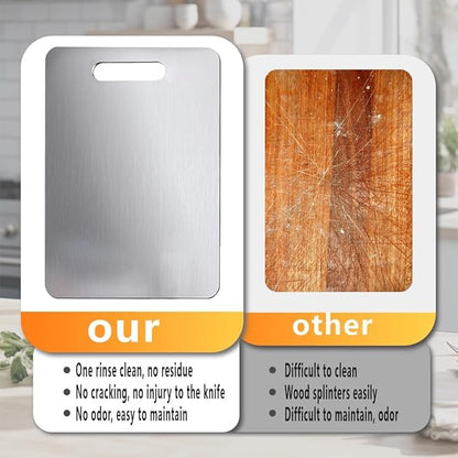 Titanium Cutting Board, 2 PCS Titanium Cutting Boards for Kitchen, Non Toxic, Double-Sided Food Grade Chopping Board for Outdoor Camping(15.6" x 11",15.6" x 11") - Image 2