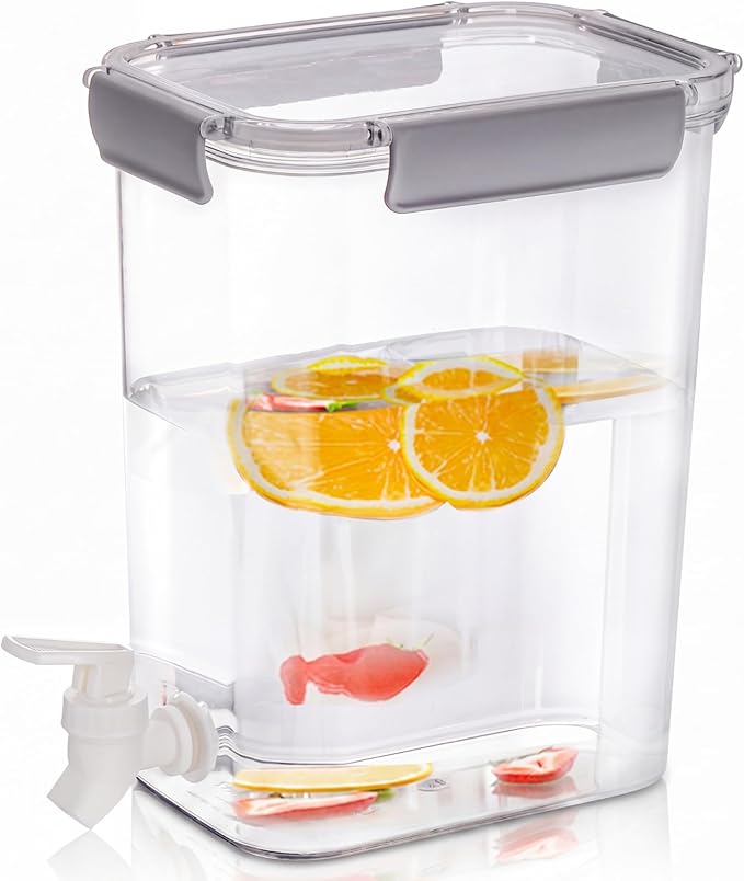 Elsjoy 1.2 Gallon Plastic Drink Dispenser with Spigot, Cold Beverage Dispenser Fridge Drink Container for Iced Tea, Lemonade, Coffee