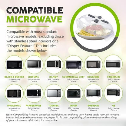 HOVER COVER Magnetic Splatter Cover, 12-Inch Clear BPA-Free Food Lid, Vented Plate Guard with Steam Vents, Anti-Splash Microwave Lid, Dishwasher Safe, Space-Saving Magnetic Storage - Graphite - Image 6