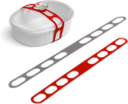 Lid Latch the reusable universal lid securing strap for crockpots, casserole dishes, pots, pans and more. Make it easy to transport your favorite dishes with one simple strap.