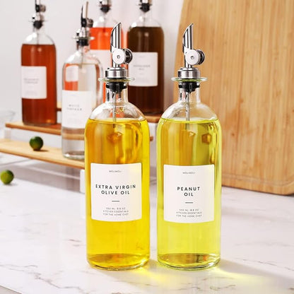Molimoli Oil and Vinegar Dispenser with Metal Pour Spout, Weighted Pourer, Glass Bottle Dispenser for Kitchen, Olive Oil Cruet, Glass Olive Oil Bottle | 500ml, Set of 2 - Image 7