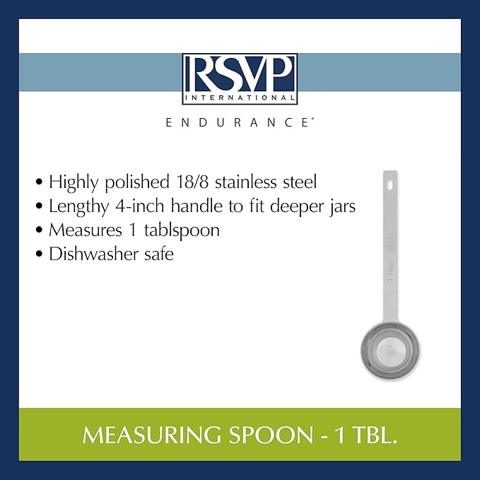 RSVP International Endurance Kitchen Collection Open Stock Measuring Spoon, Stainless Steel, Dishwasher Safe, 1-Tablespoon - Image 6