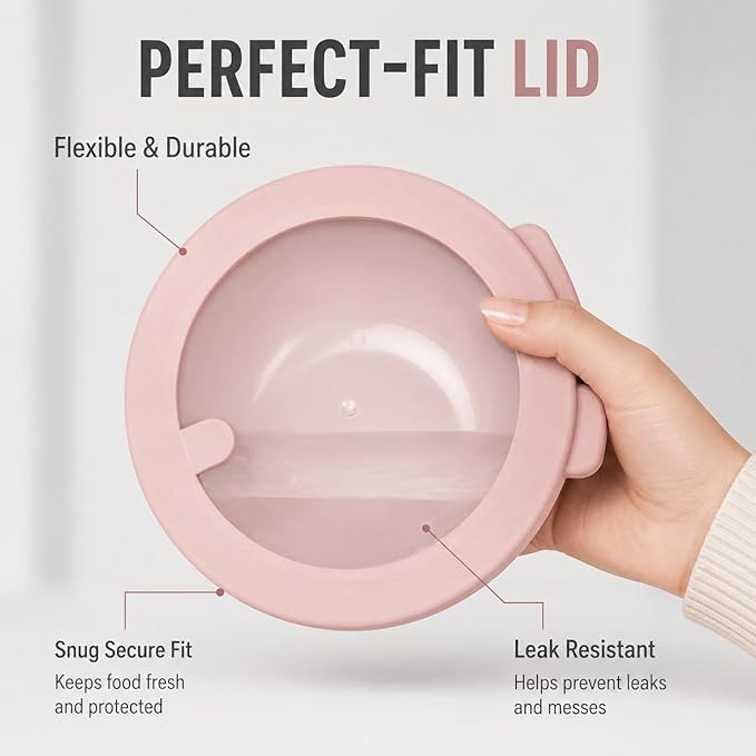 Pera Mixing Bowls with Lids Set, 8 Piece (4 Bowls + 4 Airtight Lids), BPA Free Nesting Kitchen Bowl Set for Mixing & Food Storage, Microwave & Dishwasher Safe (Pink)