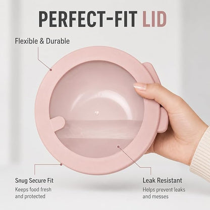 Pera Mixing Bowls with Lids Set, 8 Piece (4 Bowls + 4 Airtight Lids), BPA Free Nesting Kitchen Bowl Set for Mixing & Food Storage, Microwave & Dishwasher Safe (Pink)