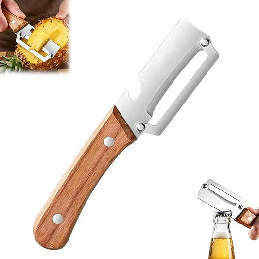 MultiFunctional Vegetable Peeler for Kitchen, Vegetable Peeler with Wooden Handle and Bottle Opener, 2-in-1 Stainless Steel Kitchen Peelers for Fruit Veggie Apple Potato Pumpkin Papaya(1PCS) by Unknown