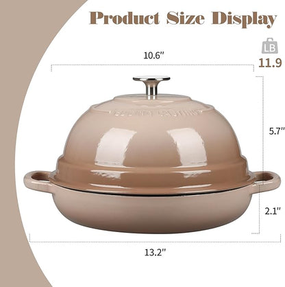 EDGING CASTING Enameled Cast Iron Dutch Oven Pot with Lid, Round Bread Oven for Homemade Sourdough Bread Baking, 6 Quart, Mocha - Image 2