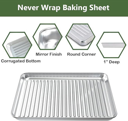 ROTTAY Baking Sheet with Rack Set (2 Pans + 2 Racks), Stainless Steel Cookie Sheet with Cooling Rack, Nonstick Baking Pan, Warp Resistant & Heavy Duty & Rust Free, Size 16 x 12 x 1 Inches (Pack of 2) - Image 5