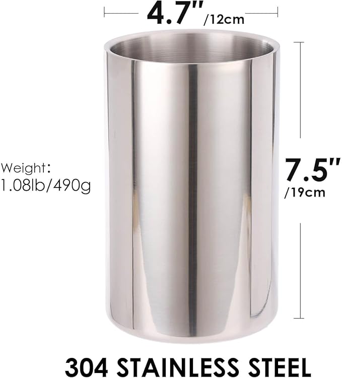 Double Wall Utensil Holder - 304 Stainless Steel Sleek Kitchen Utensil Holder for Countertop, Spatula Spoon Storage Organizer, Large Cooking Utensil Caddy Counter, Shining Utensil Crock, Mirror Polish - Image 2