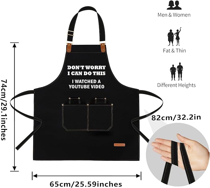 Baking Apron for Men Women,Funny Apron Baking Gifts with 2 Pockets for Men Women BBQ Grilling,Adjustable Cooking Kitchen Work Waterproof Bib Apron Thanksgiving Christmas - Image 2