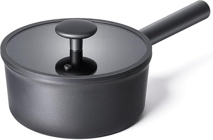JEETEE Titanium Sauce Pan with Lid, 1.5 QT Non Stick Cooking Pots, Oven & Dishwasher Safe, Ideal for Sauces Soups and Heating Milk, PFOA/PFAS Free (Gray) by JEETEE